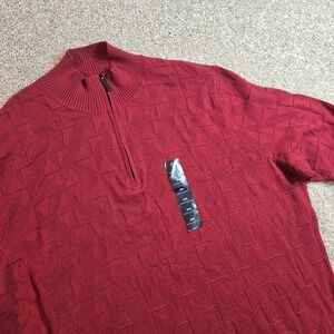 Shaquille O'Neal Mens 2XL Red Textured‎ 1/4 Zip Cotton Blend Sweater New!